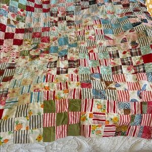 Patchwork Quilted Top Vintage. No backing great for clothing project! 33 x 80 in